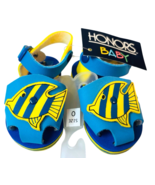 Doll Baby Shoes~ Blue &amp; Yellow Soft Sole Size 0, L 4&quot; X W 2&quot; NEW - $5.89