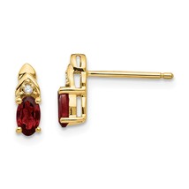 14K Gold Diamond &amp; Garnet Earrings Jewerly - £105.42 GBP