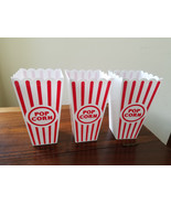 +SET OF 3 RED WHITE PLASTIC POPCORN CONTAINERS (NWOT) - £7.70 GBP