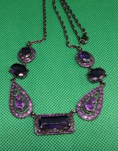 Avon Beautiful Barcelona Necklace Collection Deep Purple Faux Stone  14&quot; - £9.41 GBP