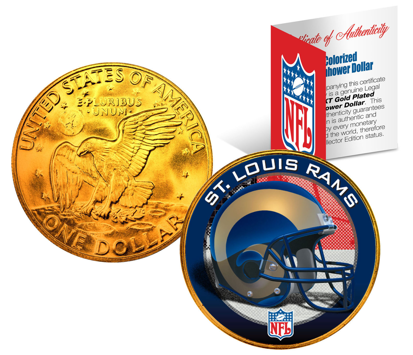 ST. LOUIS RAMS NFL 24K Gold Plated IKE Dollar US Coin *OFFICIALLY LICENSED* - $12.16