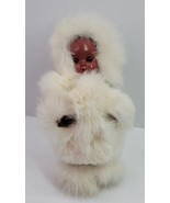 VTG White Rabbit Fur Indian Inuit Eskimo Doll w Stand Moveable Eyes hard... - £19.30 GBP
