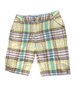 Lands&#39; End Bermuda Chino Shorts 2P Brown Green White Plaid Pull On Elast... - €10,90 EUR