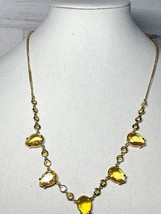 J.Crew Pear Faux citrine Green Crystal Gold-Tone Necklace NEW - £12.14 GBP