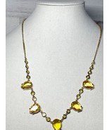 J.Crew Pear Faux citrine Green Crystal Gold-Tone Necklace NEW - £11.94 GBP