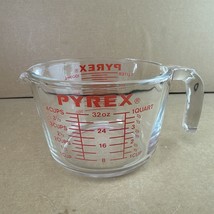 Vintage PYREX 4 Cup 32 Oz 1000 ml Clear Glass Measuring Open Handle #532 USA - £14.37 GBP