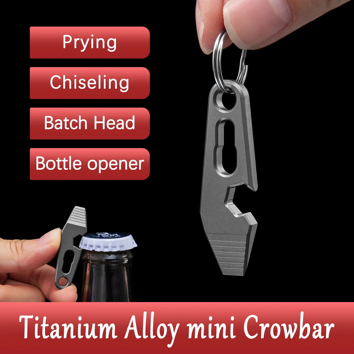 TIGLE Titanium Alloy Mini Tool Multifunctional Bottle Opener Crowbar With - £10.50 GBP