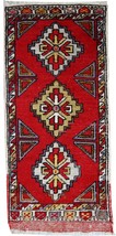 Handmade vintage Turkish Yastik rug 1.6&#39; x 3.5&#39; (48cm x 107cm) 1950s - 1... - $253.89 CAD