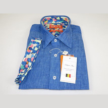 Men Premium Quality Soft Linen Sports Shirt By INSERCH Short Sleeves SS717 Blue image 5