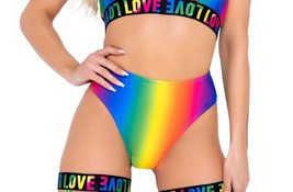 Roma Women&#39;s Standard Pride Collection Rainbow High Waisted Bottom for Rave/Fest - £30.75 GBP