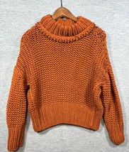 Free People Sweater Womens XS Orange Dolman Chunky Knit My Only Sunshine - $443.74 MXN
