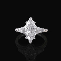 Marquise Cut 2.65Ct Three Diamond Engagement Ring Solid 14k White Gold Size 5.5 - £211.66 GBP