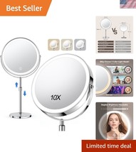 Elegant Rechargeable 10x Makeup Mirror with 360° Rotation &amp; Gift-Ready D... - $45.00