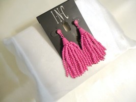 Inc Silver Tone 2-3/4&quot; Beaded Pink Tassel Drop Earrings L797 $29 - $13.43
