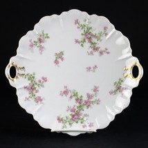 Haviland Limoges Schleiger 29 Pink Floral Handled Cake Plate, Antique 10... - $90.00