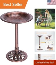 28-Inch Lightweight Bronze Outdoor Bird Bath: Elegant Garden Attraction - $57.00