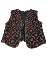 Halsey Collection Beaded Quilted Vest Womens Boho Sz L Ties in Back Ligh... - $13.88