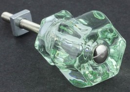Depression Glass Cabinet Knobs Pulls Antique Coke Bottle Green Vintage Set Of 2 - £9.99 GBP