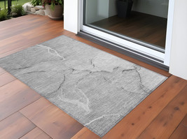 2&#39; X 3&#39; Gray Abstract Washable Non Skid Indoor Outdoor Area Rug - $60.99