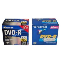 20-Pack DVD-R Video Recordable Disks 4.7GB 120min Cases New Fujifilm Memorex - £15.56 GBP