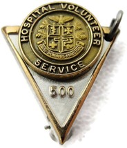 500 Hospital Volunteer Service 1/10 10Kt Gold Filled Pin Brooch Pendant ... - $29.69