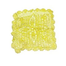 Handmade, Yellow Doily Crochet Pot Holder Cottagecore GrannyCore 6&quot; Squa... - £7.46 GBP