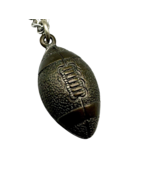 Vintage Avon Football Pendant Necklace 16&quot; Chain Touchdown 1981 Silver Tone - $11.84 CAD