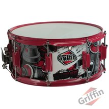 Snare Drum by GRIFFIN - Birch Wood Shell 14&quot;x6.5&quot; with Custom Graphic Wrap (Limi - £44.99 GBP