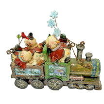 Vintage Kirklands Tinsel Town Snowman Christmas Train Figure Decoration 8 x 5&quot; - £13.63 GBP