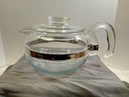 Vintage Pyrex Clear Coffee Pot with Stainless Steel Band 6 Cup Capacity - £38.15 GBP