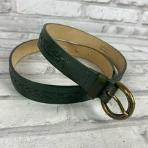 Talbots Small Genuine Leather Greenish/Gray Vintage Belt #6506 Silver Hardware - £15.50 GBP