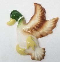 Green Mallard Duck Wall Hanging Small Chalkware Landing 1980s Hunting Decor Vtg - £11.69 GBP