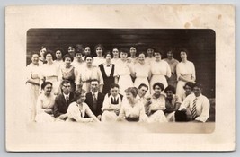 RPPC Large Group Women Co-Workers Man Apron Photo Postcard F23 - £6.91 GBP