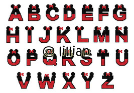 Minnie Mouse Alphabet Alphabets Alphabetic Abc To Z Counted Cross Stitch Pattern - £3.65 GBP