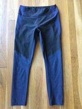 Outdoor Voices Two Tone Knee Cap Capri Leggings Black and Blue Mid Rise Size S - $29.69