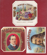 (3) Antique Cigar Box Labels - Amor y Zelo Perfecto, Scott Keltie, John ... - $19.75
