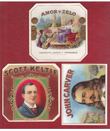 (3) Antique Cigar Box Labels - Amor y Zelo Perfecto, Scott Keltie, John ... - $27.32 CAD