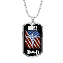 Nurse Caduceus Necklace Stainless Steel or 18k Gold Dog Tag W 24&quot; - £38.04 GBP+