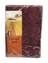Linens-n-Things Harvest Scroll Damask Tablecloth 60 x 120&quot; Oblong Rouge Red - $31.68