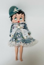 Vintage Betty Boop Doll Teal Green White Dress Lace Hat Earrings Bracelet 11.5&quot; - £39.47 GBP