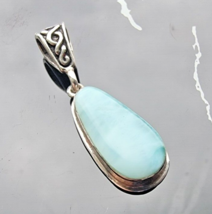 Jk Vintage 925 Sterling Silver Natural Larimar Pendant - £37.34 GBP