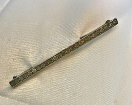 Vintage Silver Bar Pin with Crystals 3&quot; - £11.94 GBP