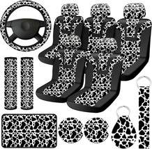 Tallew 17 Pieces Cow Print Car Accessories Set, Includes Cow Seat Covers... - $69.25