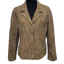 Vintage Mondi Chocolate Brown Tweed Stretch Wool Blend Jacket Size 38 Bl... - $37.99