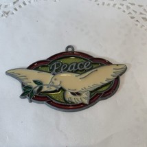 Vintage Metal Sun Catcher Peace Dove Rainbow Ornament 1980&#39;s Decoration - £3.98 GBP