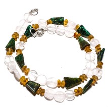 Moss Agate Natural Gemstone Beads Jewelry Necklace 17&quot; 101 Ct. KB-243 - £8.74 GBP