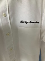 HARLEY-DAVIDSON Mens Collared Button Down Ls Embroidered White Shirt Euc Medium - £34.01 GBP