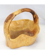 Burl Wood Basket Bowl Large Vintage Hand Carved Boho Folk Art Light Colo... - $50.85 CAD