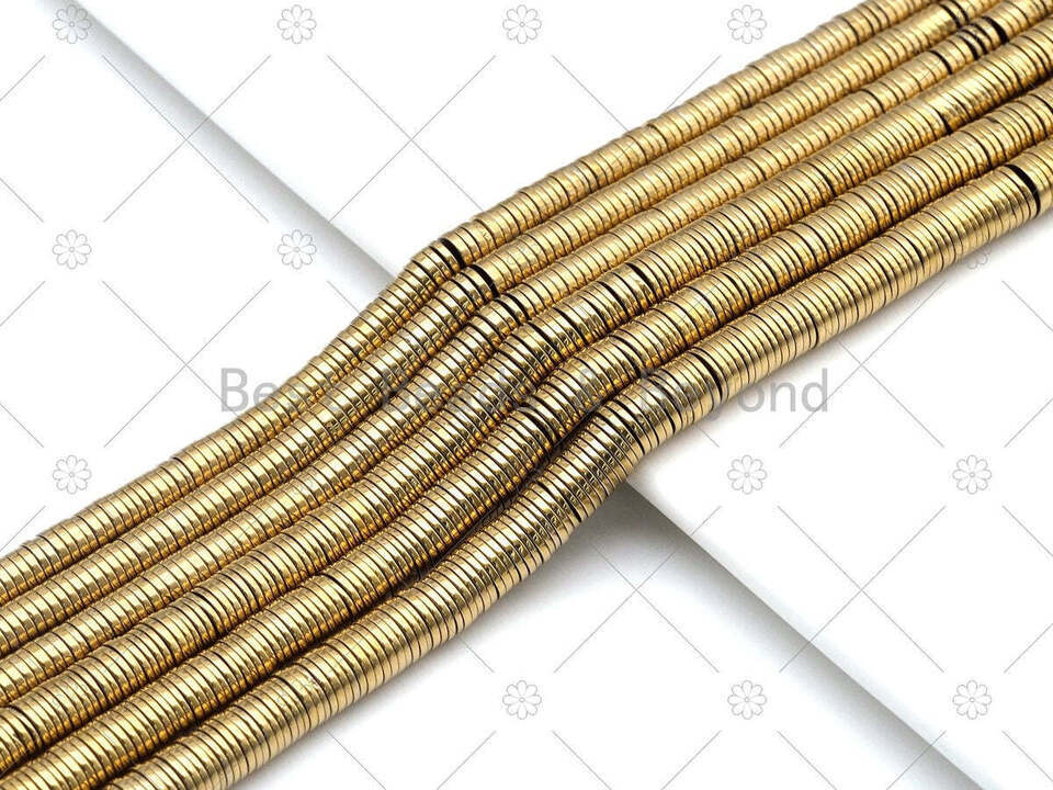 Natural Gold Heishi Hematite Beads, 1x2/1x3/1x4/1x6/1x8mm Smooth Beads, Sku#S141