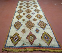 Moroccan Wide Runner Rug 3&#39; 6&quot; x 9&#39; Vintage Azilal Berber Carpet Tribal Runner - £481.47 GBP